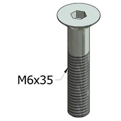 M6x35 C'Sunk Screw Zinc Plated